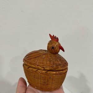 Woven Chicken Basket with Lid miniature